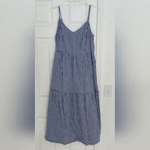 Old Navy Cami Gingham Maxi Blue White Tiered July 4th Vacation Sundress Sz Large
